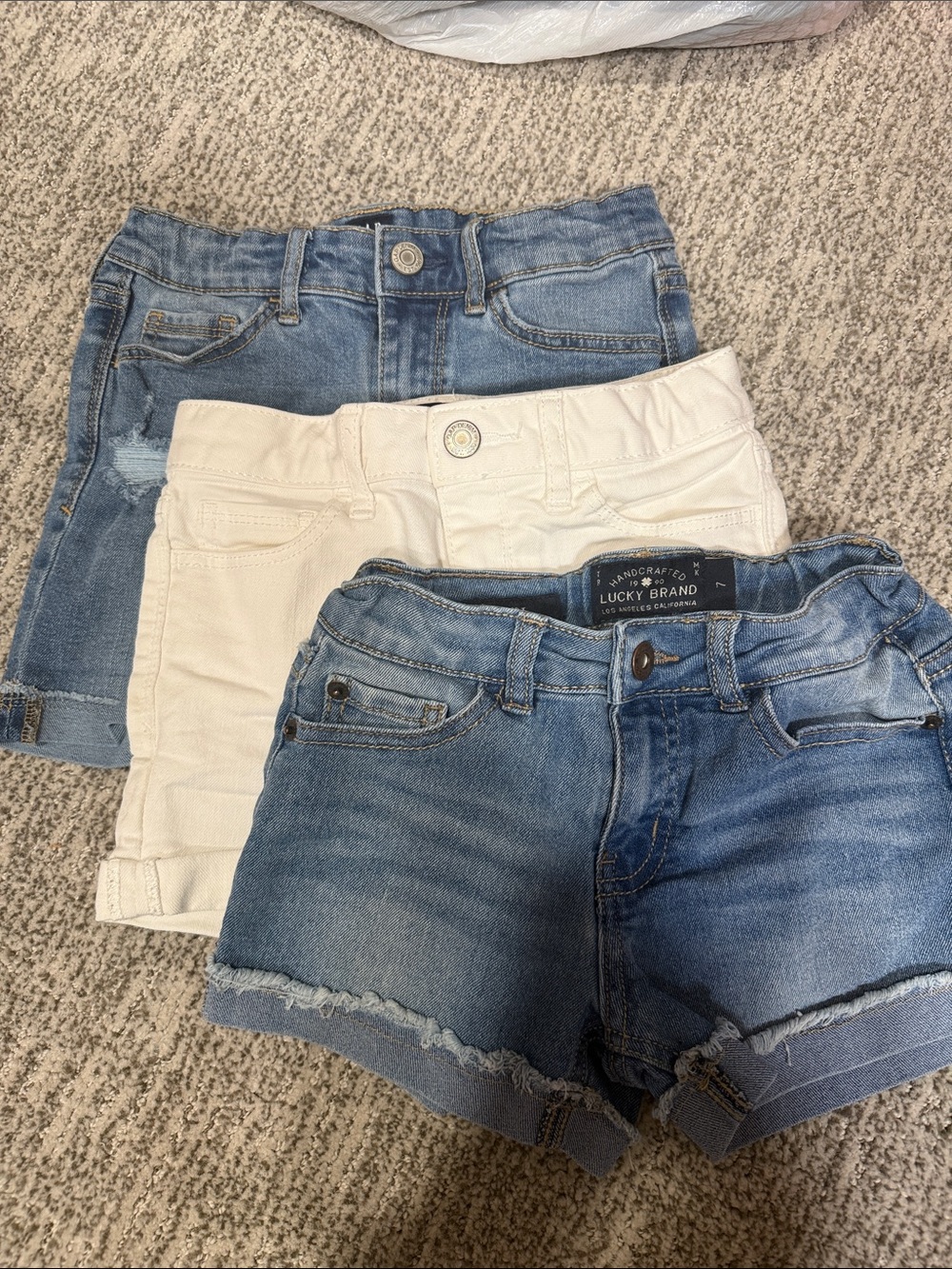 Lucky Brand Denim Shorts Set - Light Blue, Dark Blue & White